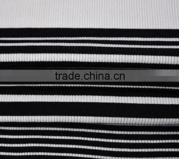 Yarn Dyed Knitted Striped Interlock Viscose Spandex Rib Fabric photo-3