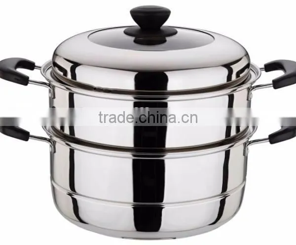 2 Layers Stainless Steel Steamer Pot With Bakelite Handle photo-2