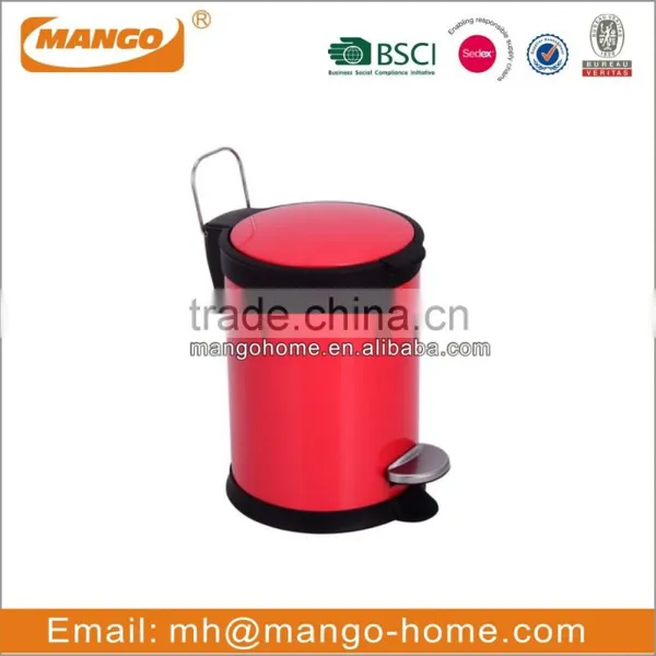 Round Stainless Steel Pedal Garbage Can With Soft Close Cover photo-4