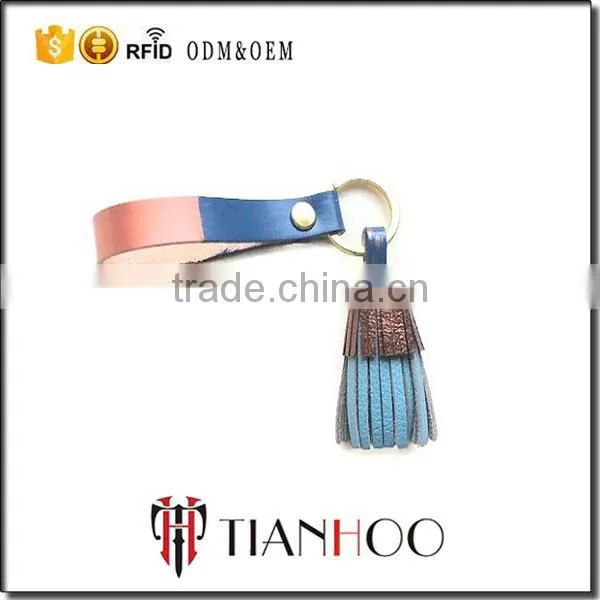 Colorful Leather Fringe Keychain Purse Charm Twister Tassel Key Holder photo-5