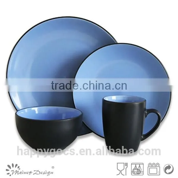 16pcs Dinnerware Set Manufacturer Two Tone Black Blue photo-5