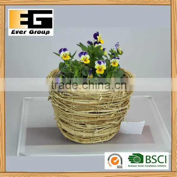 Natural Rattan Coffee Cup Shape Garden Planter Flower Pot photo-4