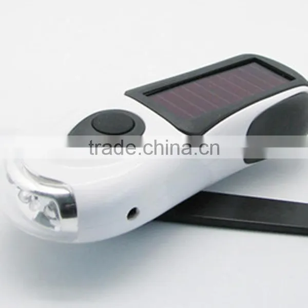 Cheap Oem Multi Function Mini Solar and Dynamo 3 LED Emergency Flashlight photo-2