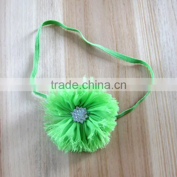 Fraying Chiffon Flower Headband With Pearl Rhinestone in Center for Kids Hair Accessories photo-2