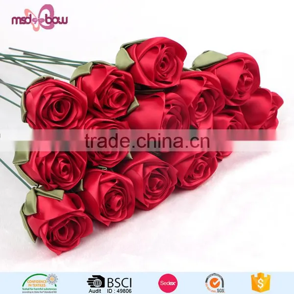 Decorative Handmade Flowers Satin Ribbon Roses for Gift photo-3