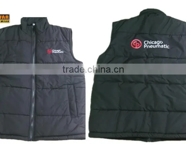Black Sleeveless Polar Fleece Work Vest for Men Waterproof 201T Fabric photo-3