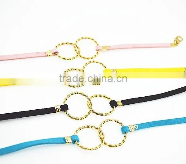 Smile Face Charms Suede Leather Bracelet Custom Logo Charm Leather Bracelet photo-4