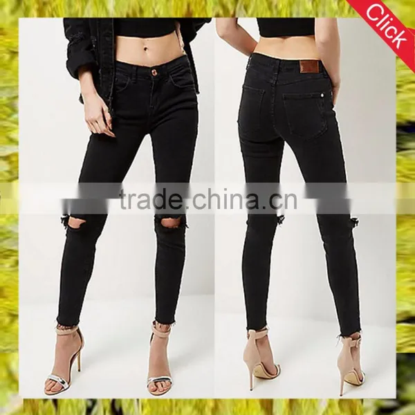 Fashion Custom Ladies Jeans Top Design Ripped Women Jegging Legging Jeans 2017 Wholesale