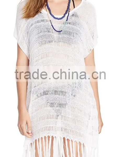 EY0011A Cutting for Ladies Blouse Knit Short Sleeve Beach Lady Blouse photo-2