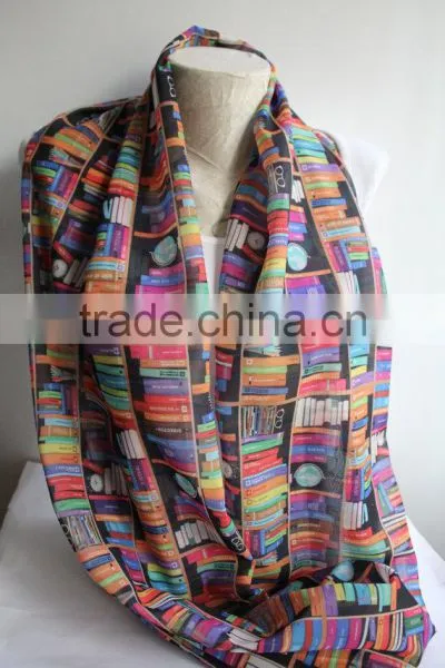 Bookshelf Infinity Scarf, Book Scarf, Library Scarf, Book Infinity Scarf, Accessories, Gift for Her photo-2