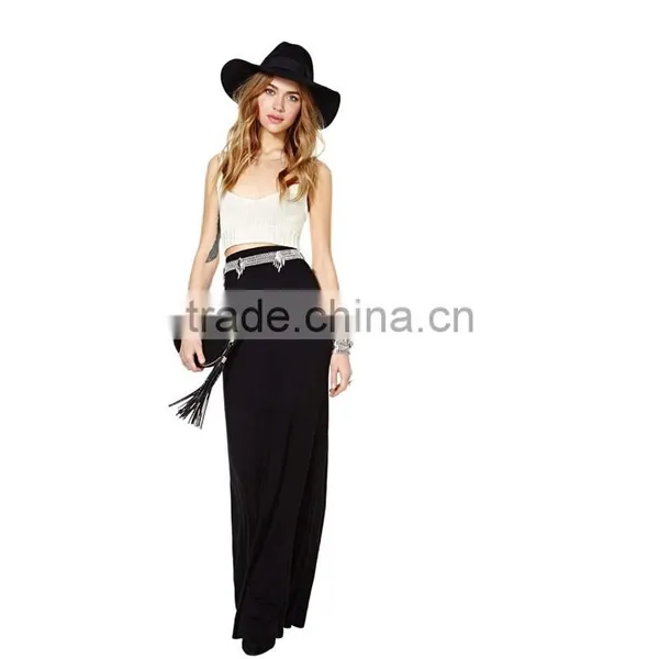 Guangzhou Long Black Knitted Cotton Skirt Models for Women photo-2