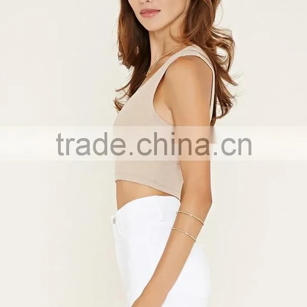 2016 High Quality Plain Dyed Cotton Fashionable Summer Sleeveless Designer Western Tops Images photo-2