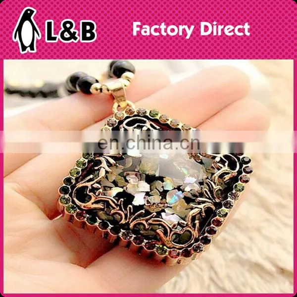 2016 Fashion Handmade Round Square Triangle Fancy Cheapest Pendant Handmade Chunky Bead Necklace photo-6