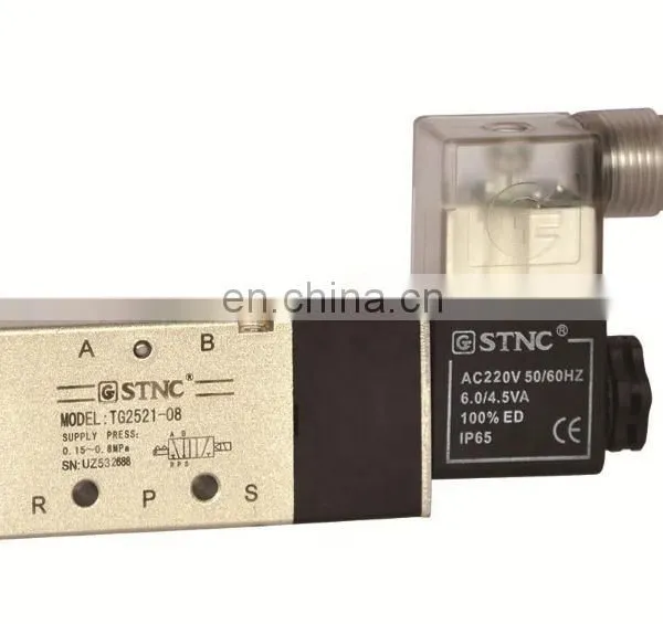 STNC Solenoid Valve TG2521-08 AC220V 3 Position 5 Way Control Valve photo-2
