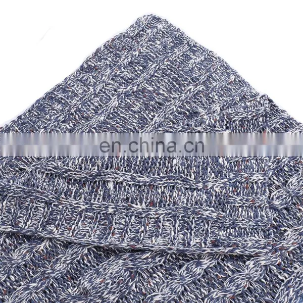 Factory Price Solid Color Navy Cable Knitted 100%Acrylic Blanket photo-3
