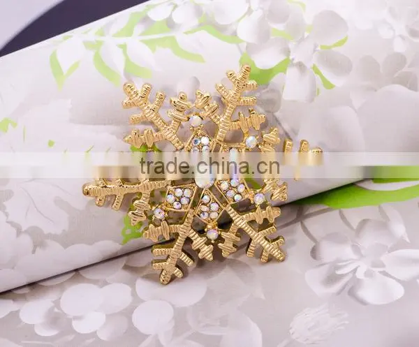 Fashion Silver Plated Rhinestone Snowflake Brooch,brooches for Women photo-2