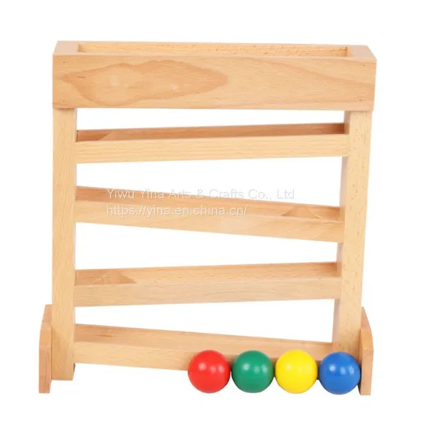Montessori Ball Tracker Toy Wooden Ball Run Race Roller Block Montessori Kids Wooden Educational Children Toy photo-3