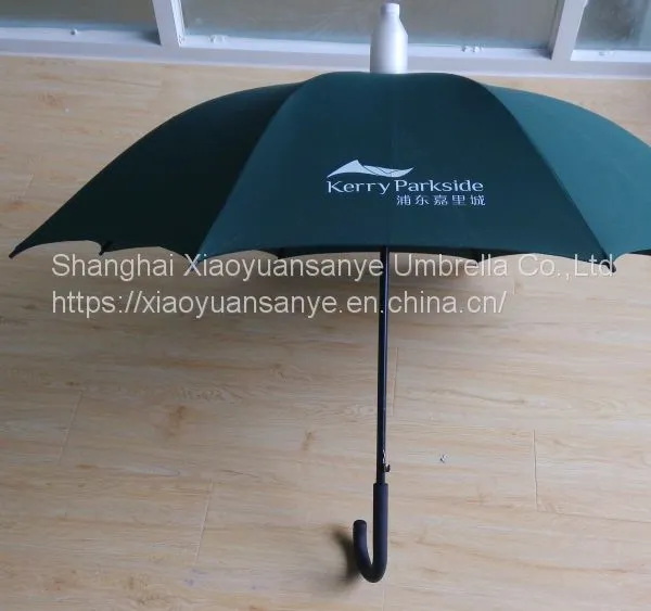 Advertising Umbrella Manufacturer With Straight Rod Automatic Umbrella, Curved Handle, Windproof Framework and High Cost Performance photo-2