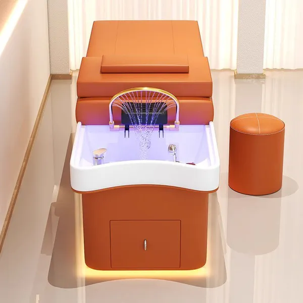 Thai Hair Shampoo Bed With Digital Temperature Control Waterfall Heater 2000W 6L Tank Salon Use photo-3