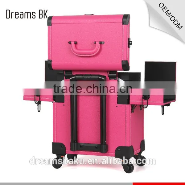 Beauty Design 4 Wheels Functional Portable Rolling Makeup Case With Drawers photo-6