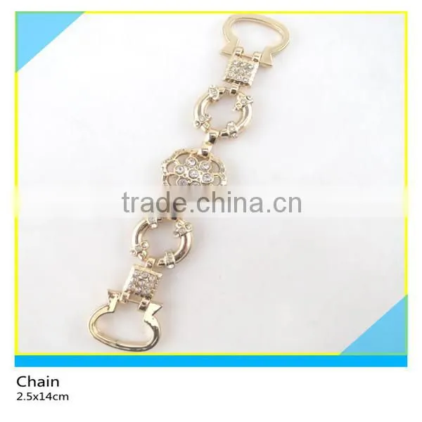 Diamante Belt Chain Size 2.5x12cm Plated Golden Alloy Mix Crystal Chain photo-5