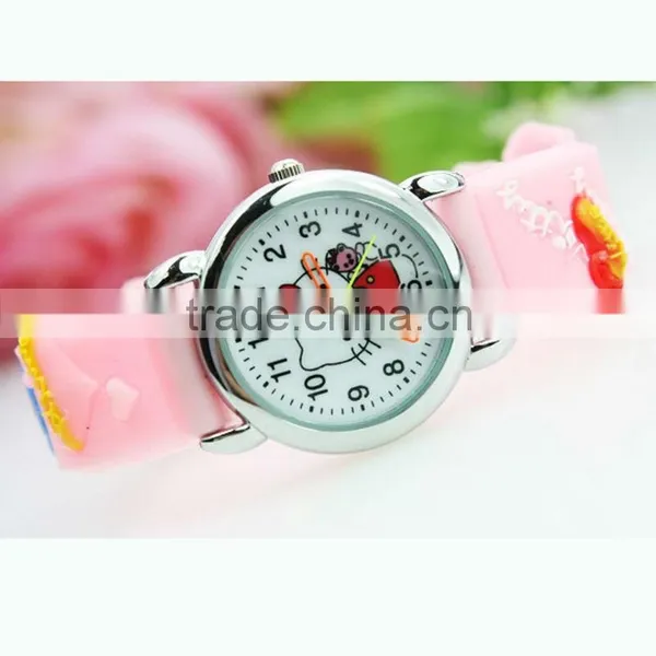 Adorable Child's Timepieces, Hello Kitty Face Girl's Watch, Popular Vogue 3D Silicone Strap Kid's Watch photo-4