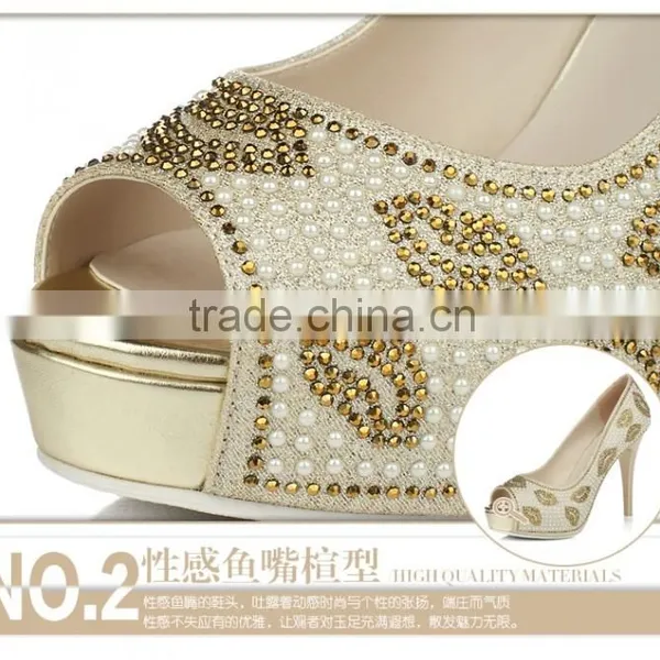 2015 Glitter Gorgeous Wedding Bridal Evening Party Crystal Open Toe High Heels Women Shoes Sexy Woman Pumps Fashion Bridal Shoes photo-6