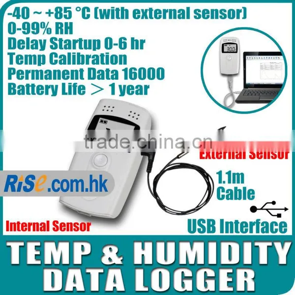Internal External Sensor 99% RH Temperature Humidity Data Logger Recorder
