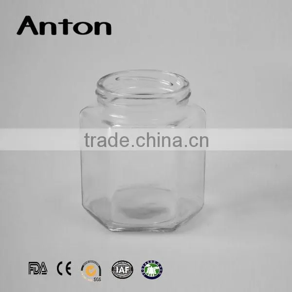 350ml Tableware Manufacturer Large Hexagonal Glass Storage Jars photo-2