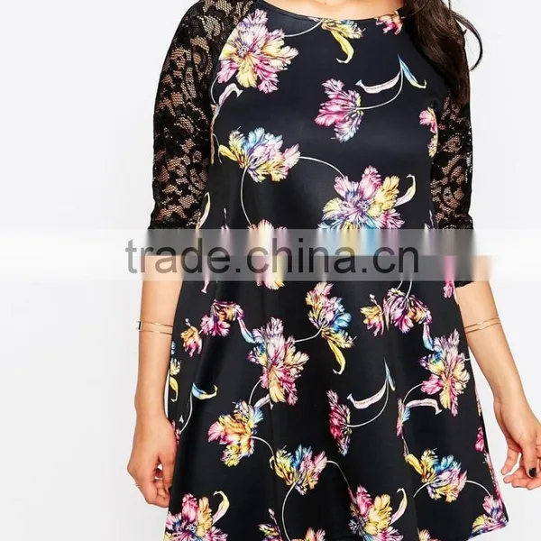 Appparel Lace Sleeve 3XL Plus Size Shirt Dresses for Fat Women photo-3