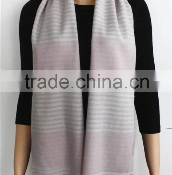 Soft Color Stripe Wool Scarf With Fringe photo-2