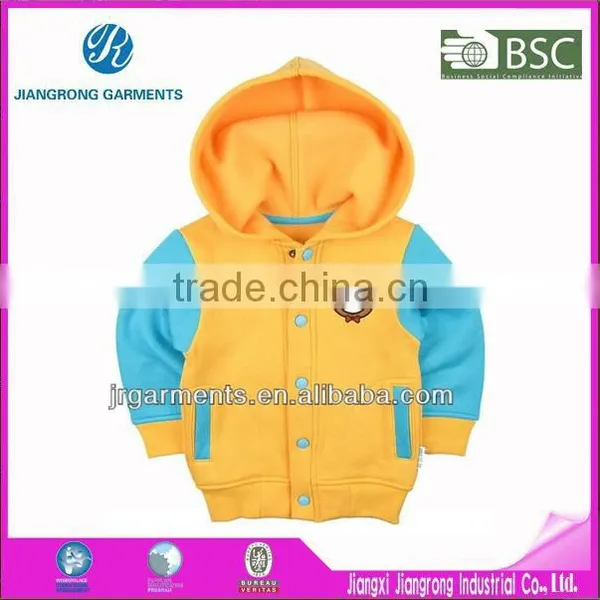 Warm Cute Kids Hoodies Yellow Color High Quality Safe Eco-friend Material for Baby