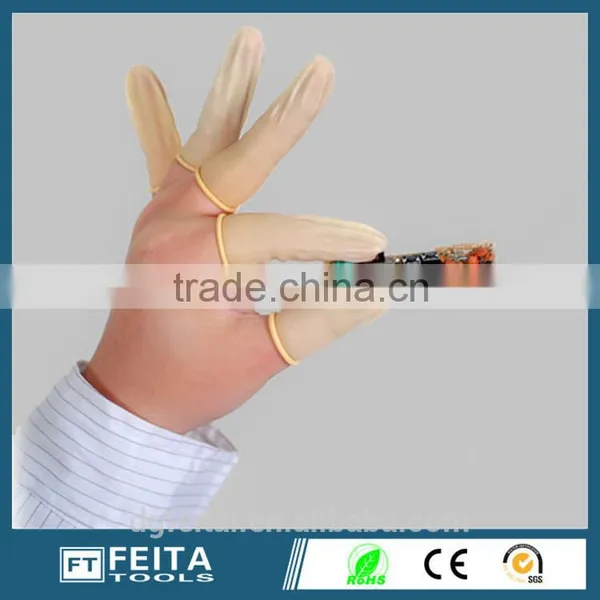 ESD Cleanroom Nitrile Natural Latex Finger Cots Anti-static Beige Finger Cot photo-2