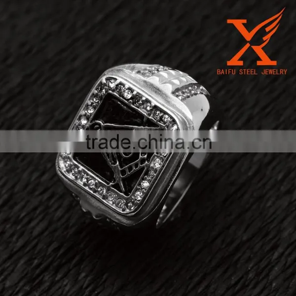 In Stock Stainless Steel Men Designer Finger Rings Boys Rings Fashion Large Metal Rings Masonic Rings photo-3