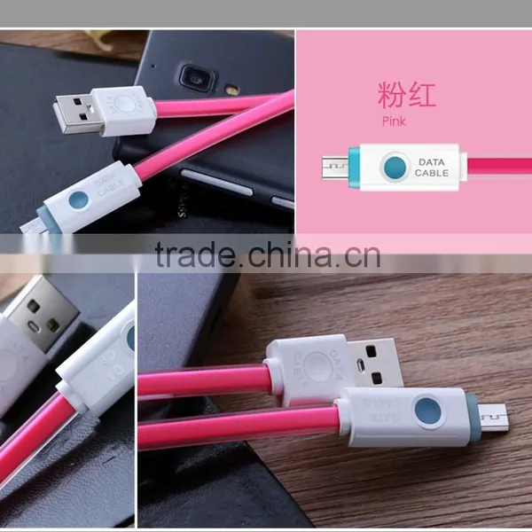 Ultra Thin USB Cable for Mobile Phone Soft USB Data Transfer Cable Charger With LED Light photo-5