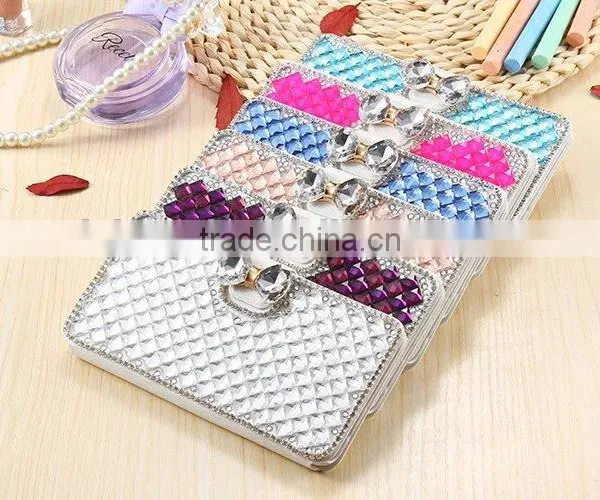 Luxury Leather Bling Crystal Diamond Bow Wallet Case for S7/S7 Edge .For Iphone 6/6s Bling Crystal Wallet Case photo-5