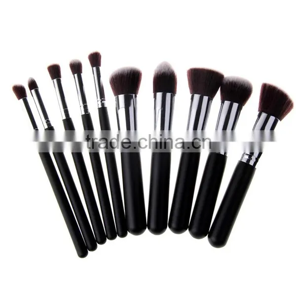10 Pcs Silver Black Synthetic Kabuki Makeup Brush Set Cosmetics Foundation Blending Blush Makeup Tool photo-2