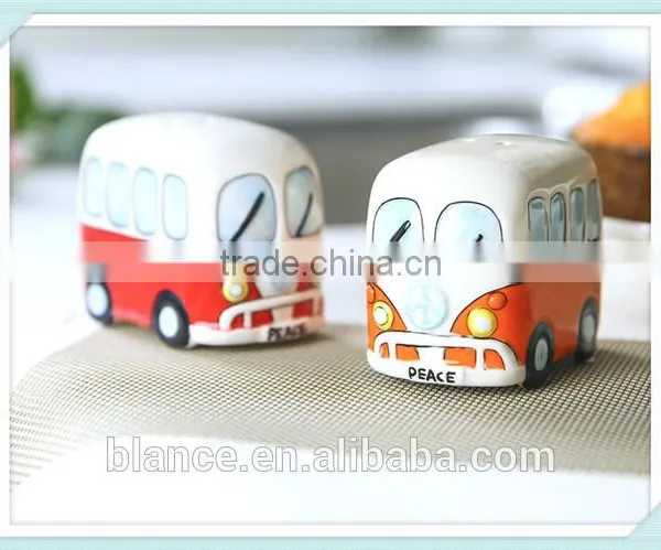 Camper Van VW Design Dinner Set Ceramic Bus Shape Salt and Pepper Sets photo-5