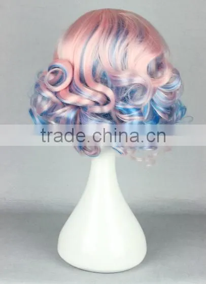 Tokyo Anime Wig Short Mixed Color Curly Wig for Woman N435