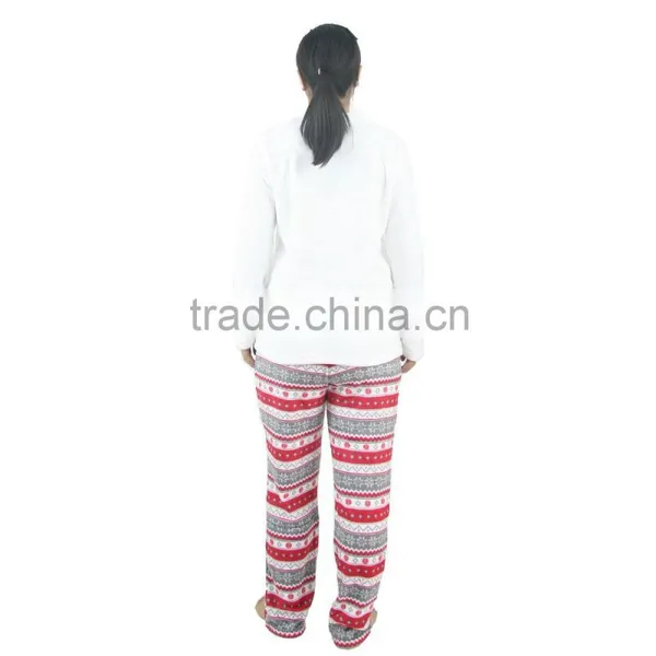 Kevince Flannel Pyjama Set Shape Stripe Print Knitted Woman Clothing Nightwear Homewear Sleepwear MOQ 1000sets photo-2