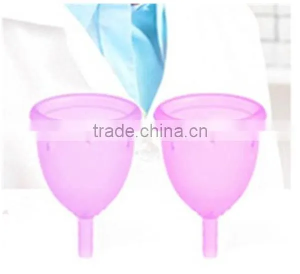 Reusable 100% Medical Silicone Ladies Menstrual Cup for Wholesales-Small or Big Size in Pink,Purple,White,Transparent photo-2