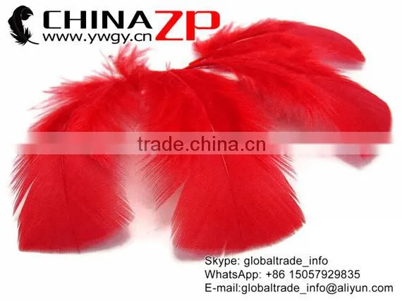 ZPDECOR Factory Wholesale Bulk Dyed Red Turkey Fluff Flat T-Base Body Plumage Feathers photo-2