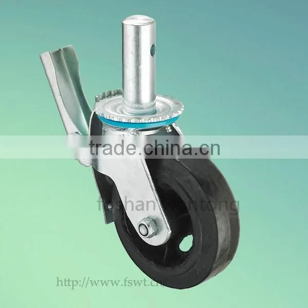 100mm Iron Core Rubber Wheel Industrial Caster With Stop photo-3