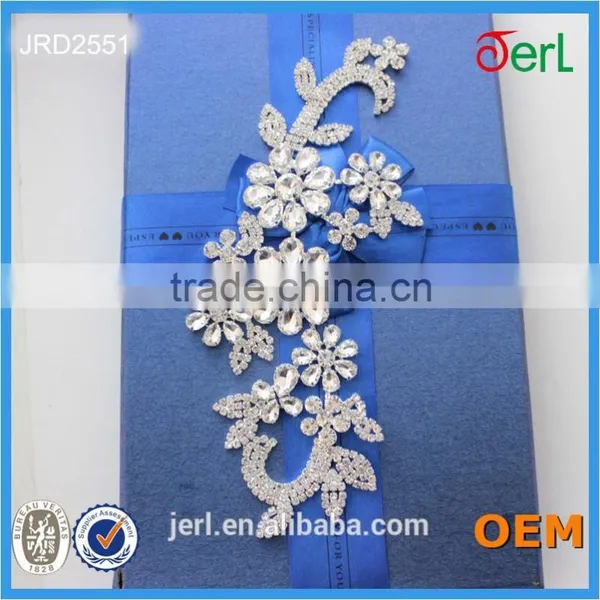 New Design Flower Crystal Rhinestone Lace Appliues for Shinning photo-6