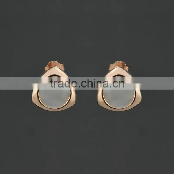 Latest Design Fashion 18 Karat Gold Plated Cat's Eye Stud Earrings photo-3