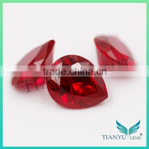 Synthetic Corundum 5# Color Red Pear Cut for Rings Pendant Jewelry photo-2