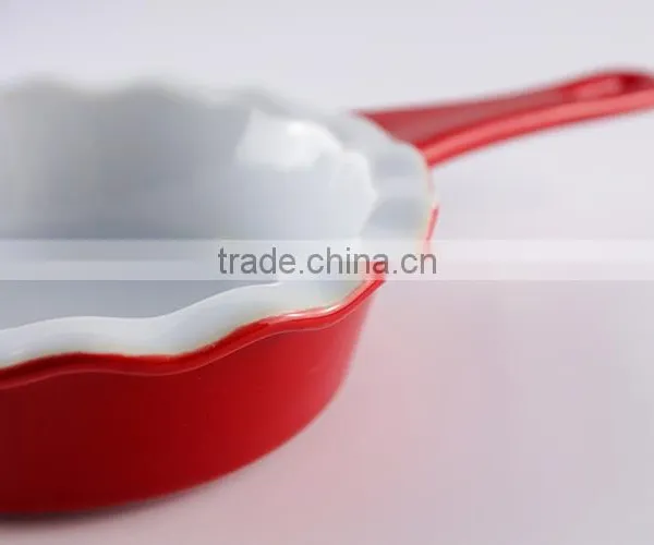 China Suppliers Kitchen Cookware Ceramic Baking Pans With Red Handle photo-5