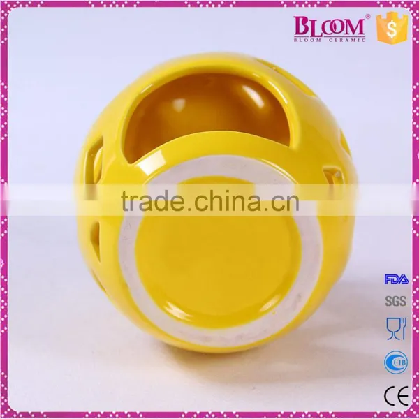 Ceramic Craft Hollow Out Desgin Yellow Incense Burner photo-5