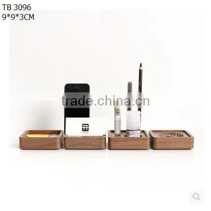 Set of 4 Modern Nordic Desk Organizer Office Accessories Wood Mobile Phone Stand photo-2