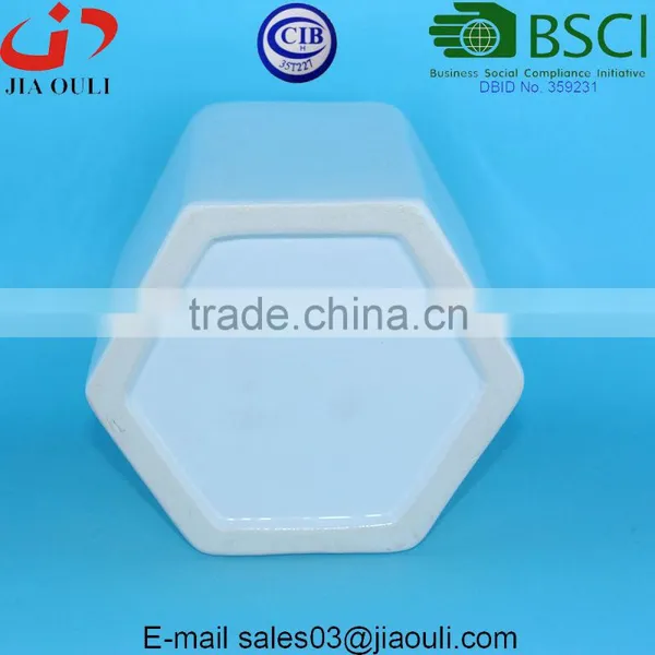 Hexagon White Ceramic Plant Pots Succulent Planters photo-6